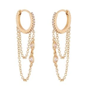 Lady Daisy 14k gold & diamond chain hoop earrings